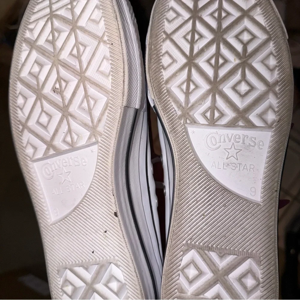 Converse White Low-Top platform leather Sneakers